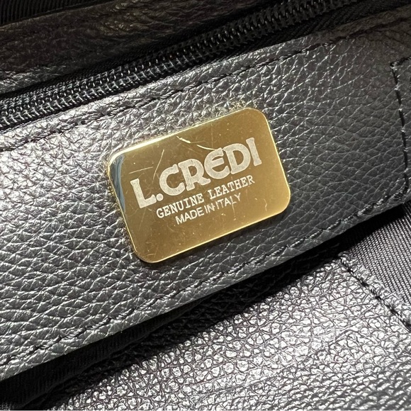 L.Credi Pebbled Leather Convertible Backpack in Black Made in Italy - Picture 2 of 6